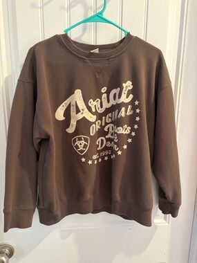 Ariat Brown Crewneck Sweatshirt with Cream Label